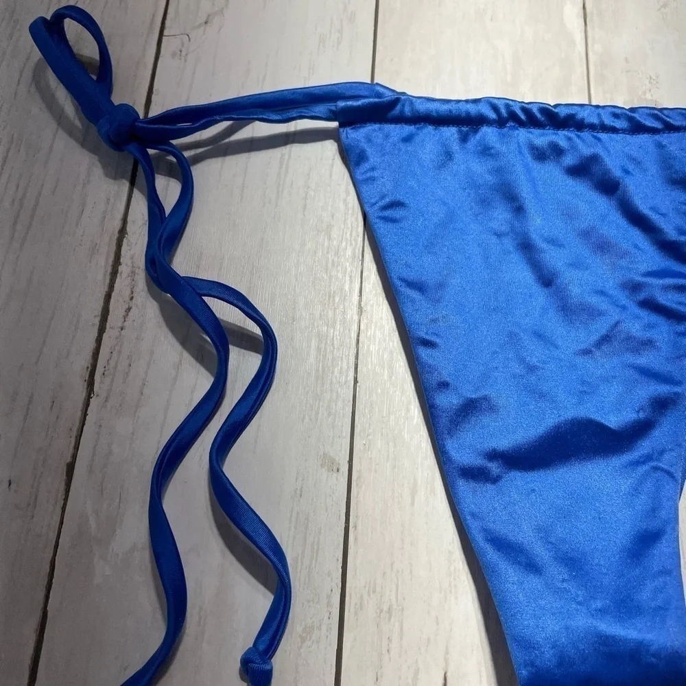 Frankies Bikinis Women Tia Satin String Bikini Bottom, Size M